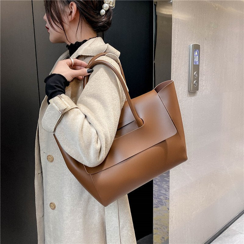 Fashion Women Shoulder Bags Large Capacity Handbags Simple Retro Tote Bags Solid Color Famous Brand High Quality Bags Secondary image